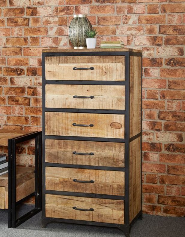 Indian Hub Cosmo Industrial Tall 6 Drawer Chest