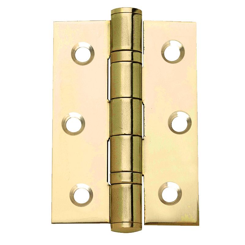 Intelligent Hardware Ball Bearing 75mm x 50mm Butt Hinge in Electro Brass - Pair