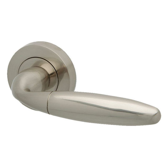 Intelligent Hardware Bristol Satin Nickel Plated Lever on Round Rose Door Handles