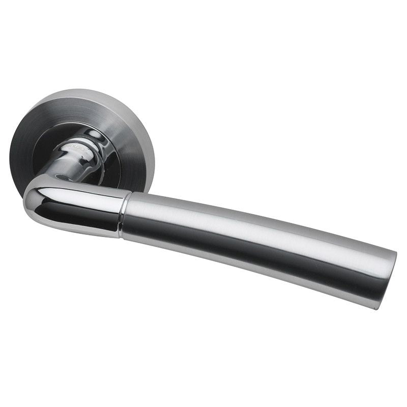 Intelligent Hardware Durham Lever Door Handle in Polished Chrome / Satin Chrome on Round Rose