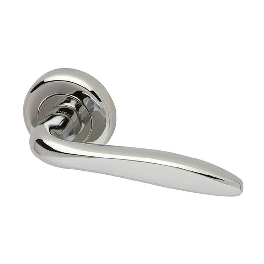 Intelligent Hardware E-Series E-Kappa Lever in Polished Chrome on Round Rose Door Handles