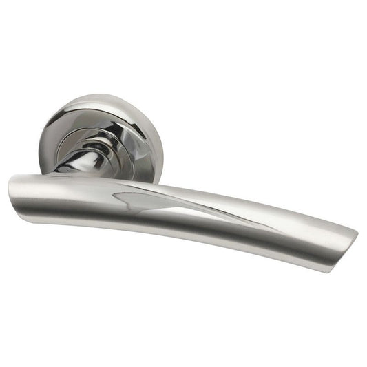 Intelligent Hardware Everest Lever in Polished Stainless Steel on Round Rose Door Handles