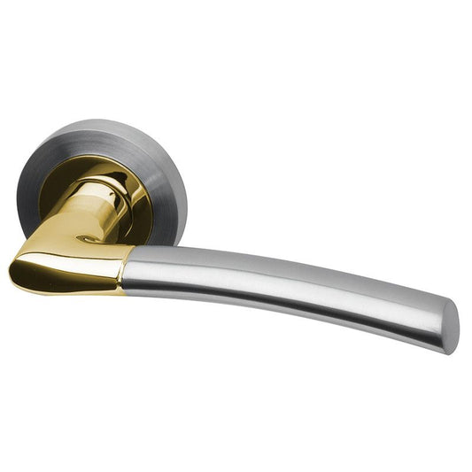 Intelligent Hardware Falcon Lever On Rose Door Handles In Brass Plated / Satin Nickel