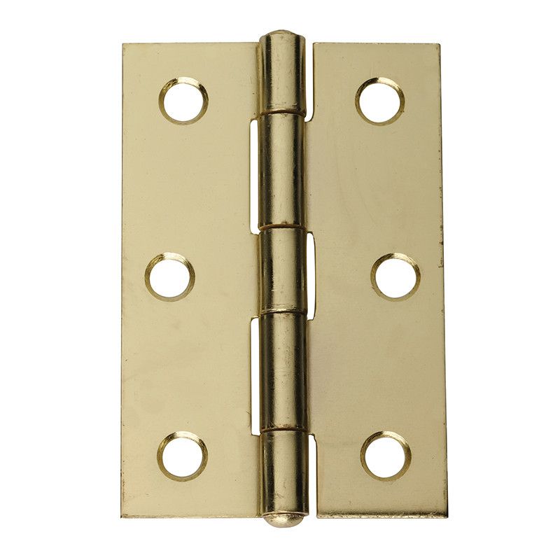 Intelligent Hardware Fix Pin Steel Butt Hinge in Electro Brassed - 75mm x 49mm