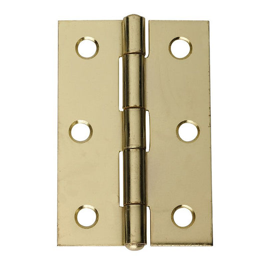 Intelligent Hardware Fix Pin Steel Butt Hinge in Electro Brassed - 75mm x 49mm