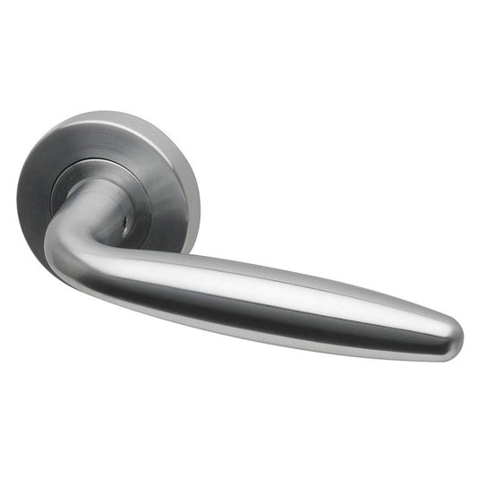 Intelligent Hardware Galaxy Lever in Satin Chrome Plated on Round Rose Door Handles