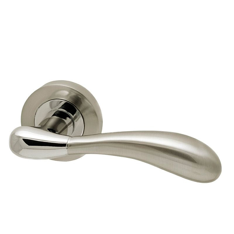 Intelligent Hardware Hornet Developer Lever on Rose in Chrome Plated / Satin Nickel Door Handles