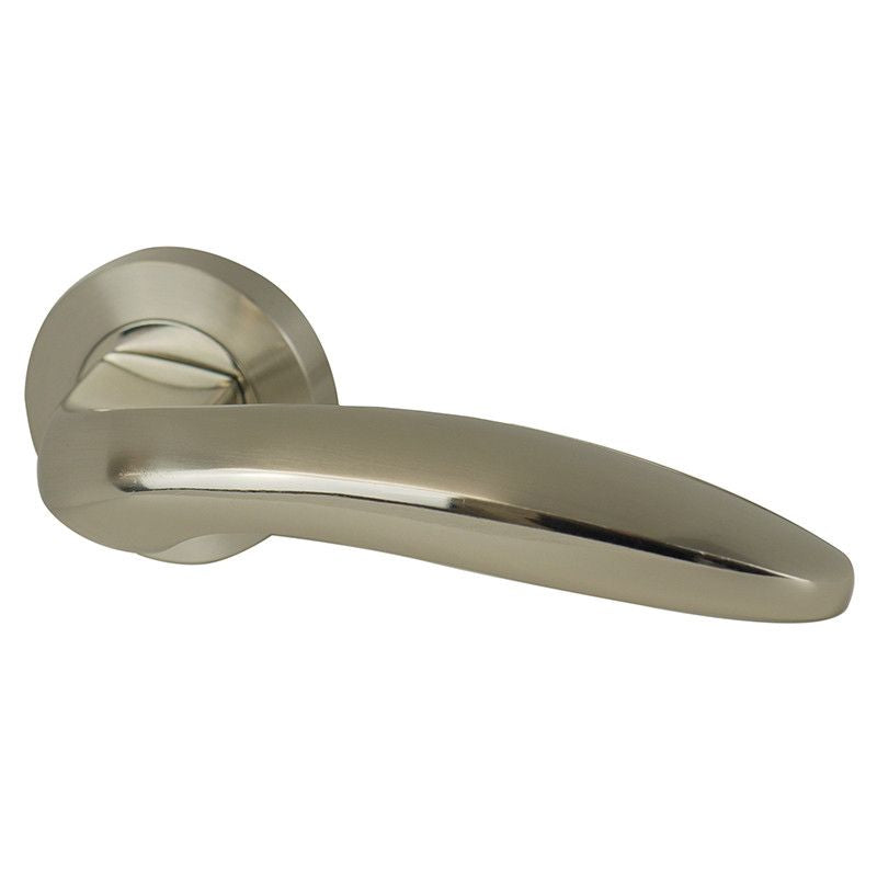 Intelligent Hardware Lancer Developer Lever on Rose in Polished Nickel / Satin Nickel Door Handles