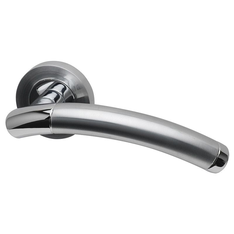 Intelligent Hardware Lincoln Lever in Polished Chrome / Satin Chrome on Round Rose Door Handles