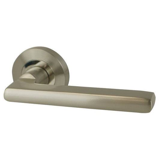 Intelligent Hardware Matiz Developer Lever on Rose in Polished Nickel / Satin Nickel Door Handles