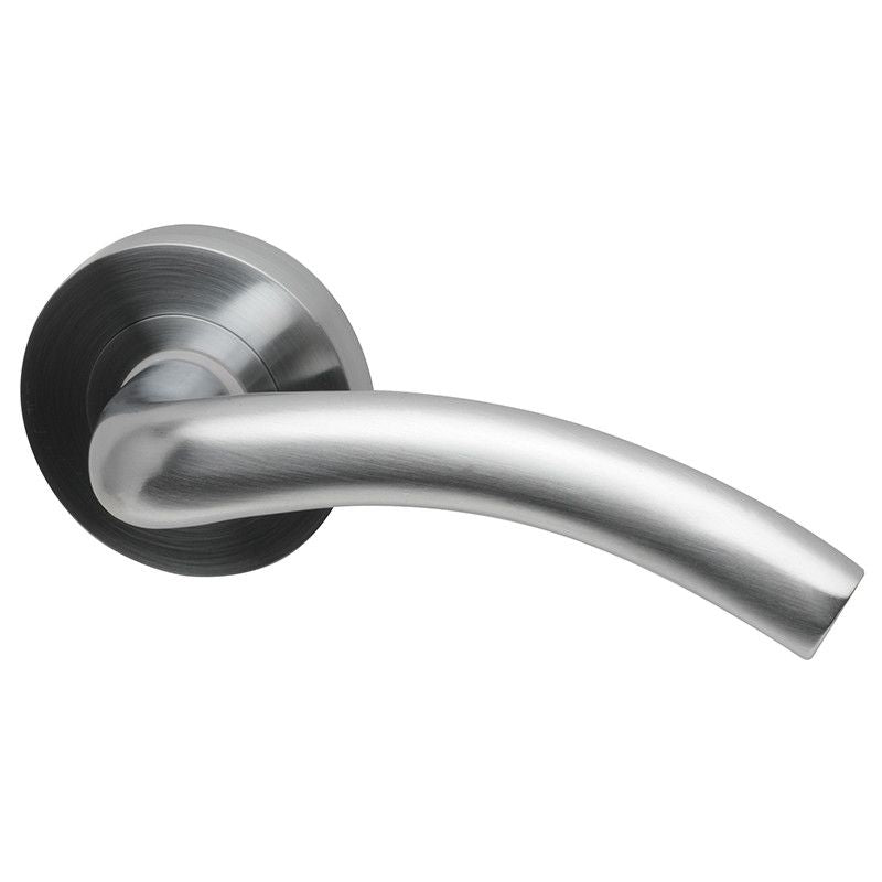 Intelligent Hardware Mirage Lever in Satin Chrome Plated on Round Rose Door Handles