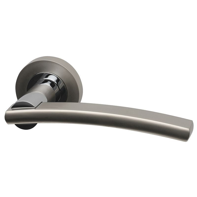 Intelligent Hardware Opal Lever in Matt Nickel Plated / Polished Chrome on Round Rose Door Handles