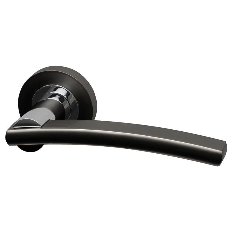 Intelligent Hardware Opal Lever in Polished Chrome / Black Nickel on Round Rose Door Handles