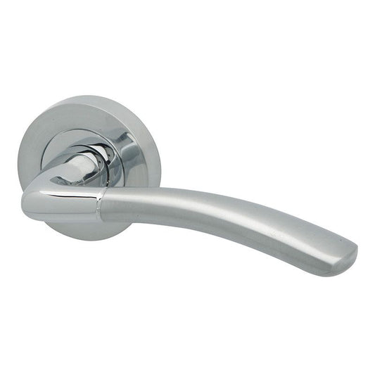 Intelligent Hardware Ripon Lever in Polished Chrome / Satin Chrome on Round Rose Door Handles