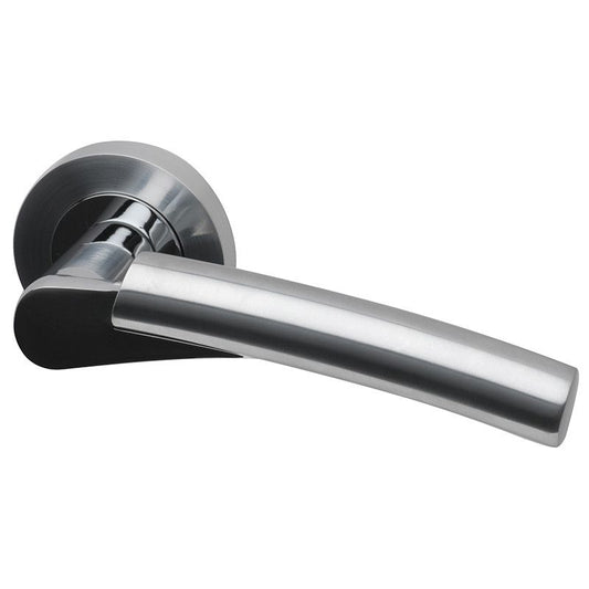 Intelligent Hardware Ruby Lever on Round Rose Door Handle in Polished Chrome / Satin Chrome