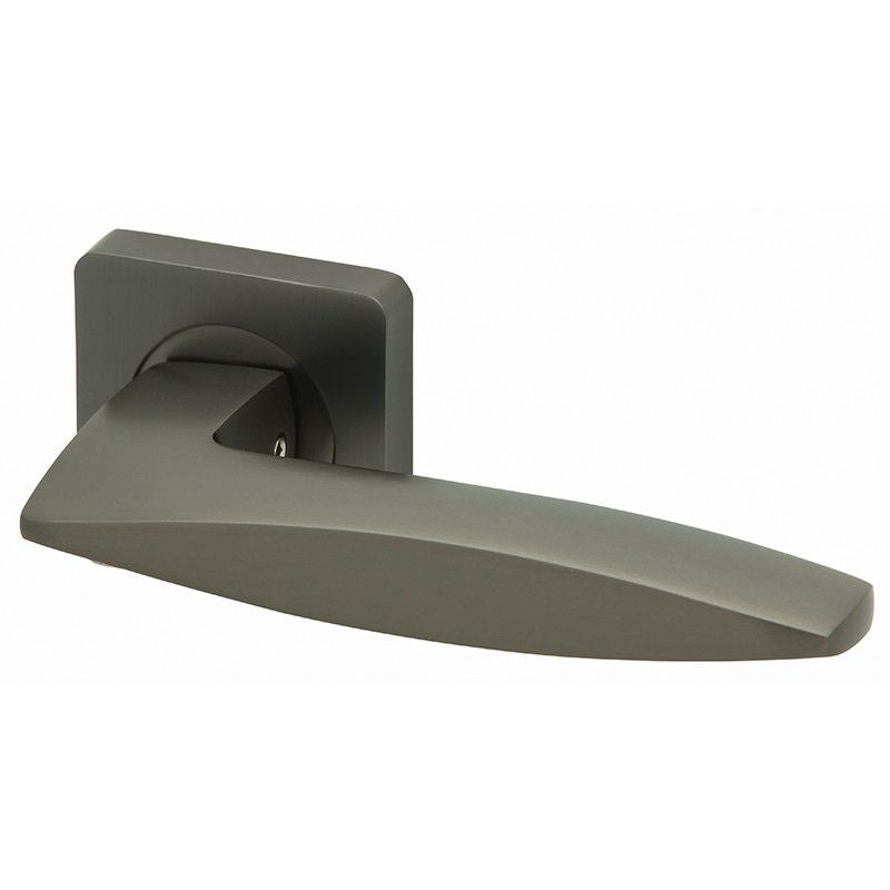 Intelligent Hardware Sable Lever on Square Rose in Matt Satin Black