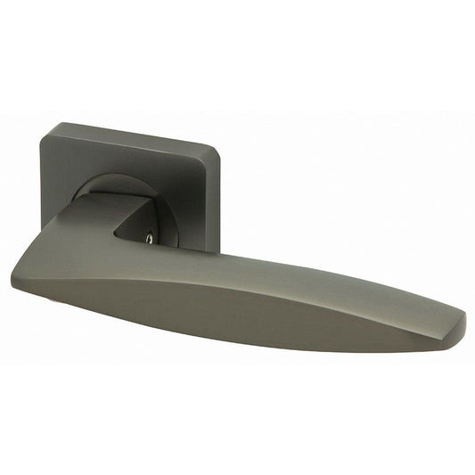 Intelligent Hardware Sable Lever on Square Rose in Matt Satin Black