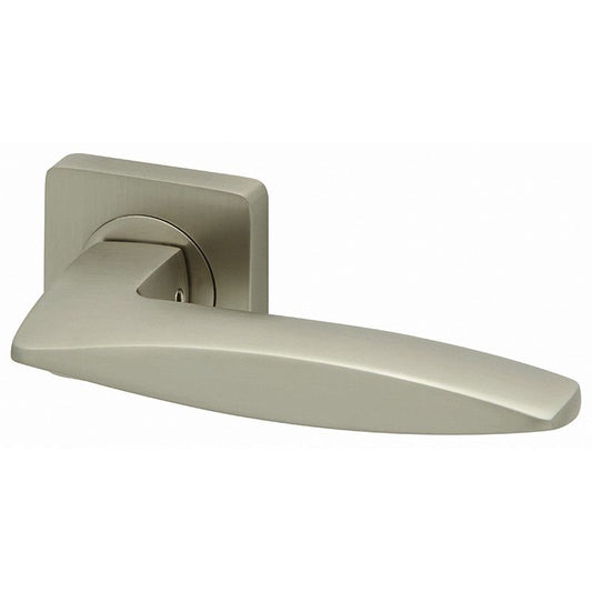 Intelligent Hardware Sable Lever on Square Rose in Pearl Nickel Plated