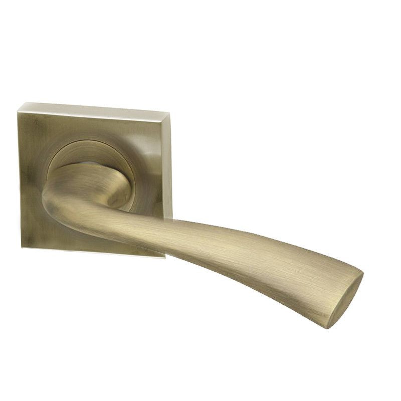 Intelligent Hardware Scimitar Lever in Matt Antique Brass on Square Rose