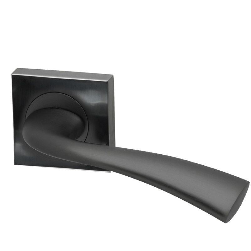 Intelligent Hardware Scimitar Lever in Matt Satin Black on Square Rose