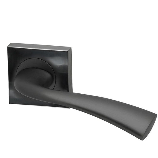 Intelligent Hardware Scimitar Lever in Matt Satin Black on Square Rose