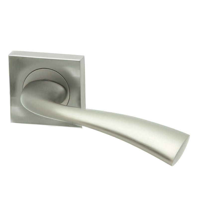 Intelligent Hardware Scimitar Lever in Satin Chrome Plated on Square Rose