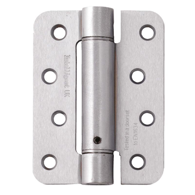 Intelligent Hardware Single Action Adjustable Spring Hinge in Satin Chrome Plated - 100mm x 75mm