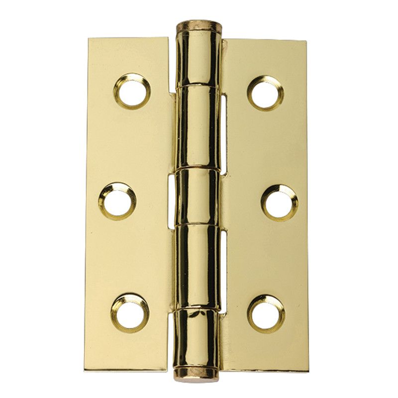 Intelligent Hardware Steel Button Tipped Hinge in Electro Brassed - 75mm x 50mm