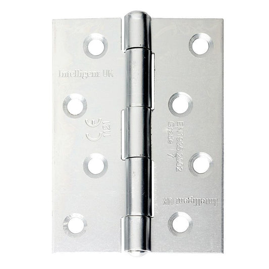 Intelligent Hardware Strong Steel Button Tip Hinge in Chrome Plated - 100mm x 75mm