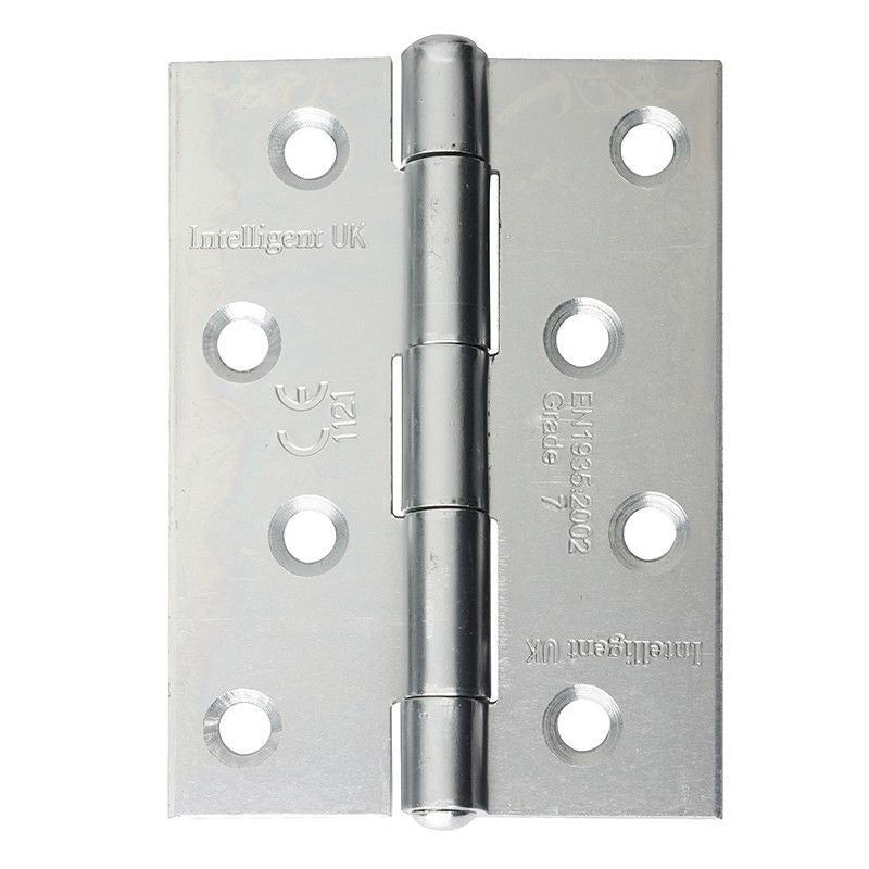 Intelligent Hardware Strong Steel Button Tip Hinge in Satin Chrome - 100mm x 75mm