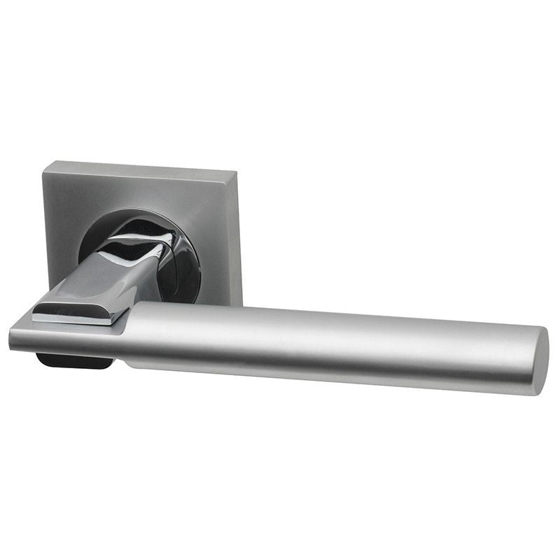 Intelligent Hardware Tetra Lever In Matt Chrome on Square Rose Door Handle