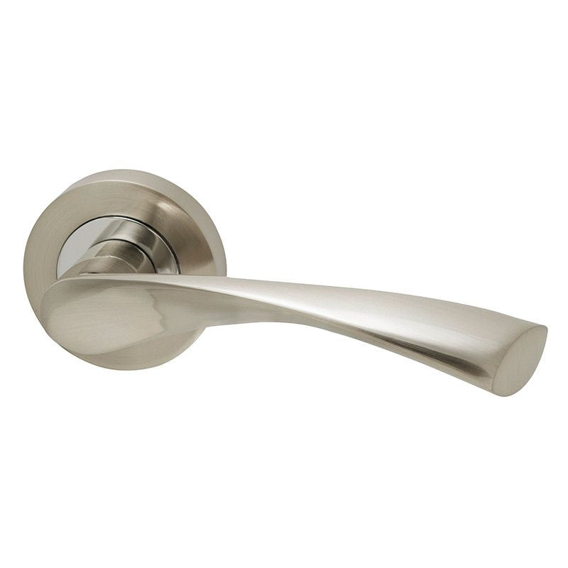 Intelligent Hardware Zeta Developer Lever on Rose in Chrome Plated / Satin Nickel Door Handles