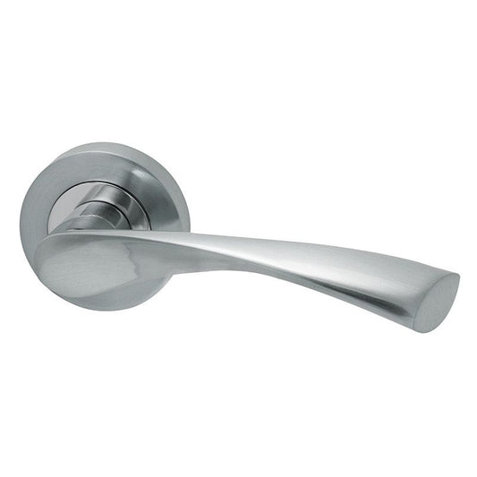 Intelligent Hardware Zeta Lever in Satin Chrome Plated on Round Rose Door Handles