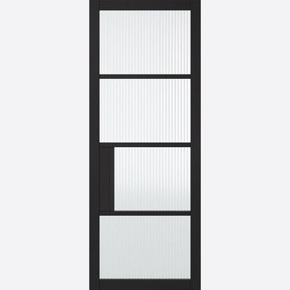 Internal Black Chelsea Glazed Door With Reeded Glass Industrial Style