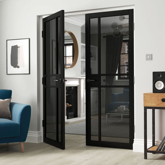 Internal Black City Glazed Door With Tinted Glass 78x30 1981x762x35mm