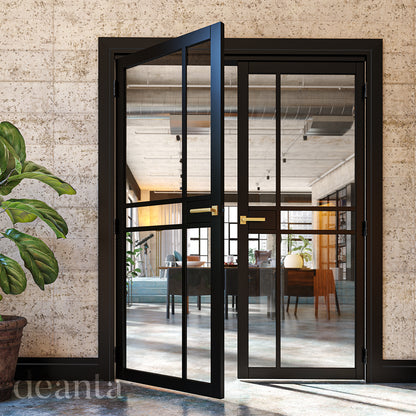 Internal Black Dalston Clear Glazed Door Fully Finished Industrial Style