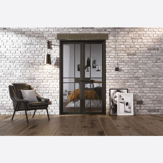 Internal Black Greenwich W4 Room Divider Doorset Industrial Style