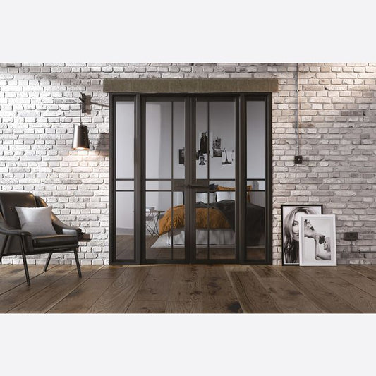 Internal Black Greenwich W6 Room Divider Doorset Industrial Style