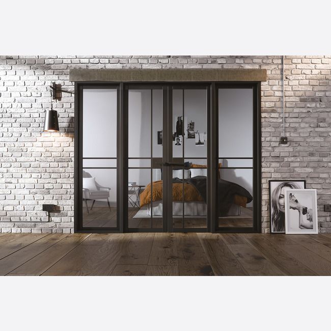 Internal Black Greenwich W8 Room Divider Doorset Industrial Style