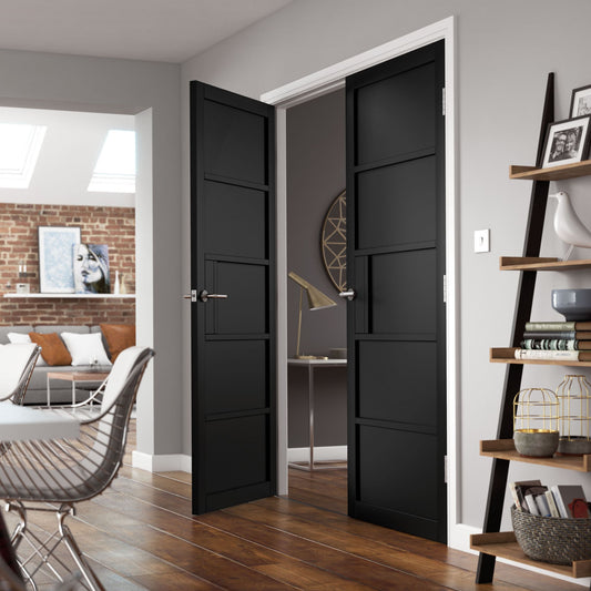 Internal Black Industrial Metro 5P Door Prefinished