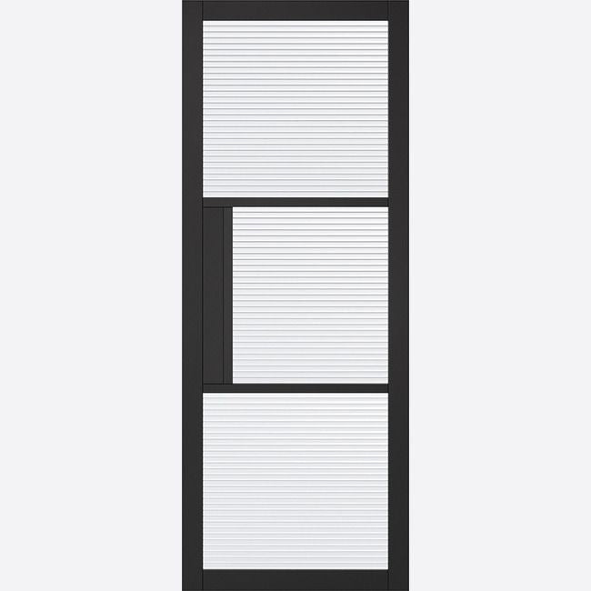 Internal Black Tribeca Glazed Door With Reeded Glass Industrial Style