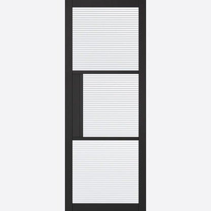 Internal Black Tribeca Glazed Door With Reeded Glass Industrial Style