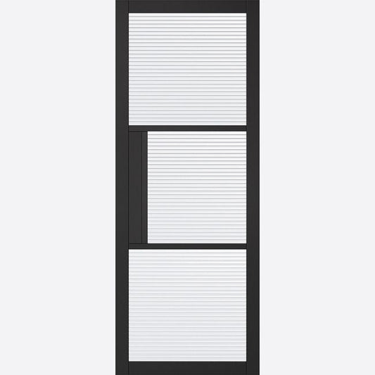 Internal Black Tribeca Glazed Door With Reeded Glass Industrial Style