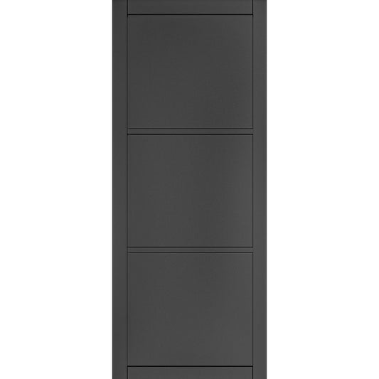 Deanta Internal Camden Black Fully Finished Door 3 Panel Industrial Style