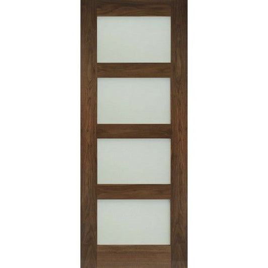 Deanta Internal Coventry Walnut Glazed Door Obscure Glass Shaker 4L