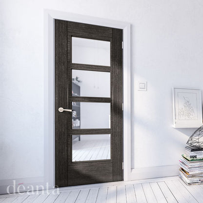 Internal Dark Grey Ash Montreal Door With Clear Glass