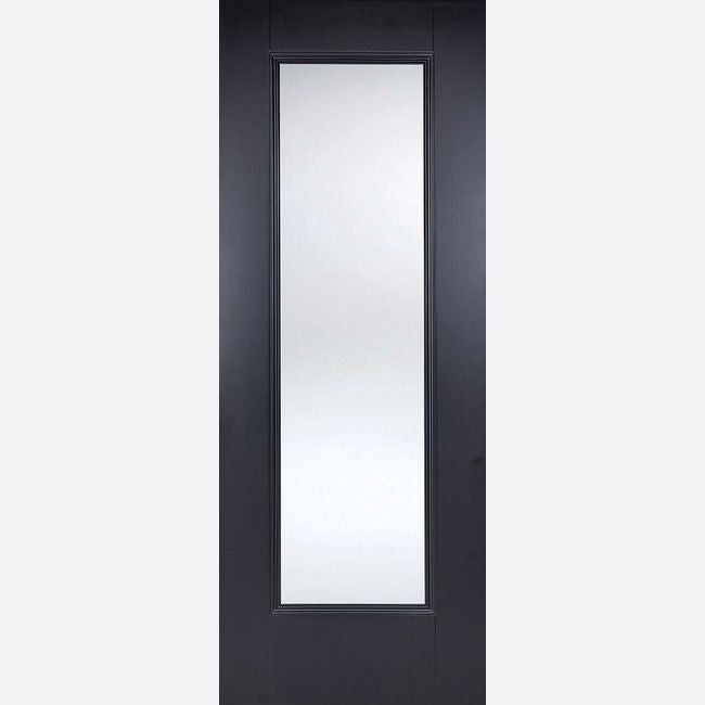 Internal Eindhoven Black Clear Glazed Door Bevelled Glass