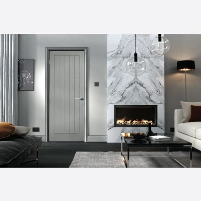 Internal Grey Moulded Textured Vertical 5 Panel Door Mexicano Style