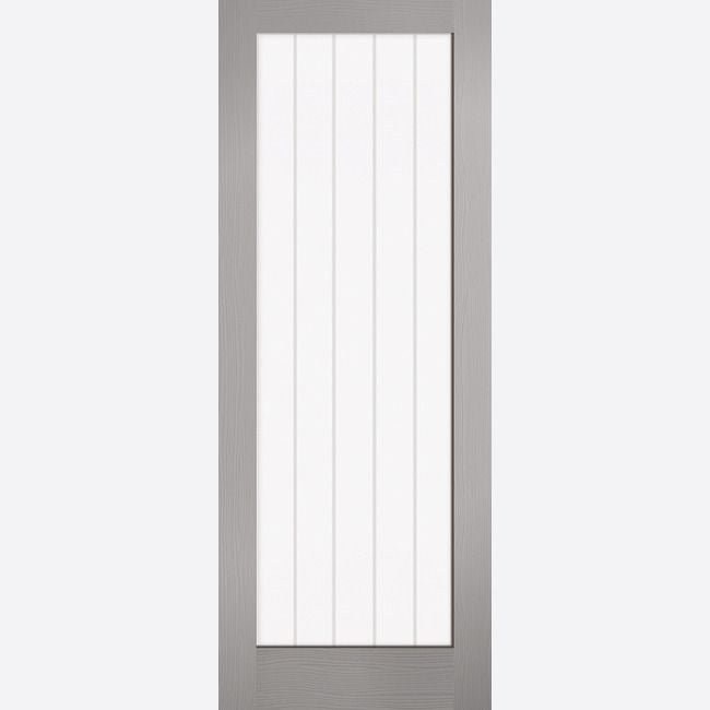 Internal Grey Moulded Textured Vertical Glazed 1L Door