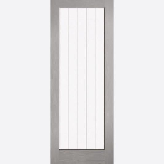 Internal Grey Moulded Textured Vertical Glazed 1L Door